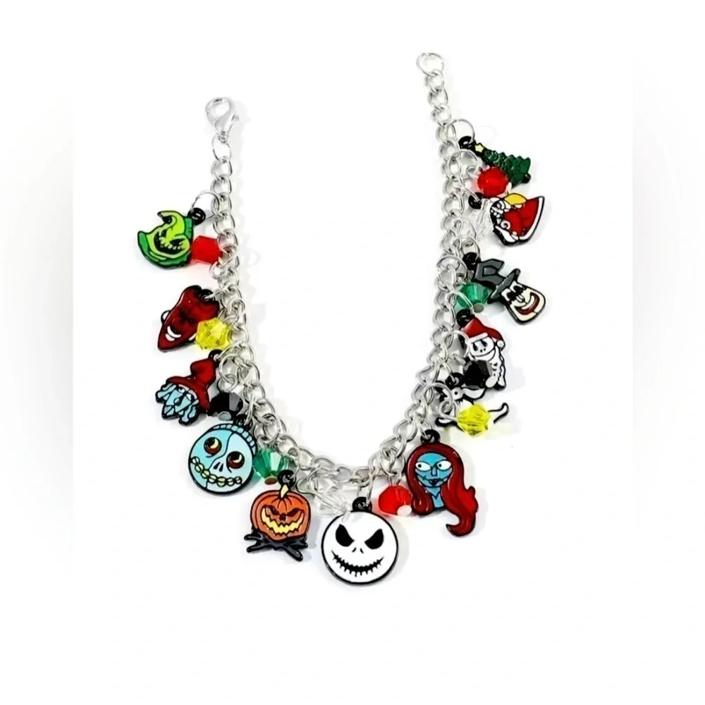Halloween Bracelet Charm Goth Punk Skater Scary Spooky Party Pumpkin - Picture 7 of 8